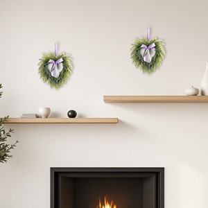 HMS Set di due 9 \ "corona artificiale di lavanda cuore viola e verde ghirlande Decorative e festoni - Product Image 1