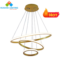 Plafonnier Led suspendu circulaire en aluminium doré, design nordique moderne, luminaire décoratif d'intérieur, idéal pour une cuisine, une salle à manger ou un lustre