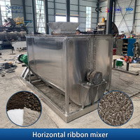 Mélangeur à ruban en acier au carbone avec revêtement en acier inoxydable, grand volume, agitateur à double hélice, mélangeur de granulés et de poudres pour engrais organiques