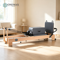ONEMAX Reformer de Pilates en Bois d'Érable avec Roues Silencieuses en PU, Lit de Pilates en Bois d'Érable avec Boîte pour Studio et Salle de Sport à Domicile