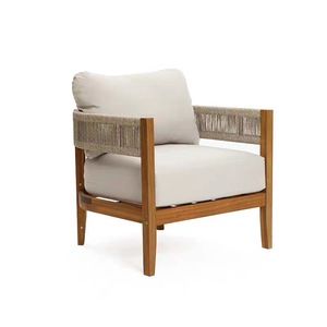 Modern Luxury Teak Frame PE <b>Rattan</b> Waterproof Leisure <b>Outdoor</b> Set for Beach Poolside Garden Park Patio-Hotel Use - Product Image 5