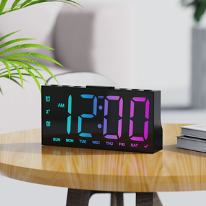 شاشة متدرجة <span class=keywords><strong>7</strong></span> ألوان منبهات مزدوجة و 9 دقائق شاشة غفوة منبه ساعة إلكترونيات استهلاكية متغيرة الألوان - Product Image 1