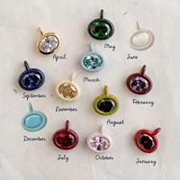 Collier pendentif géométrique DIY en cuivre avec colonne de cristal ovale et zircon, breloques pierres de naissance, couleurs assorties, pour cadeau, vente en gros de bijoux