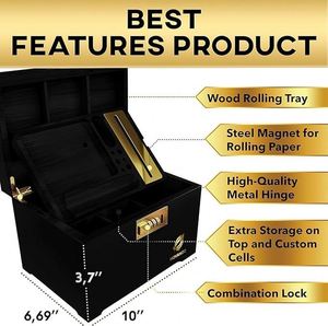 Premium Large Bamboo <b>Box</b> Wooden <b>Stash</b> <b>Box</b> with Rolling Tray Smoking Accessories - Product Image 5