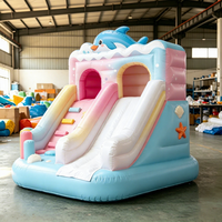 Structure gonflable combinée Escalade et Glisse, avec double toboggan et château rebondissant, pour tout-petits et enfants, idéale pour les jeux en extérieur et les fêtes d'anniversaire