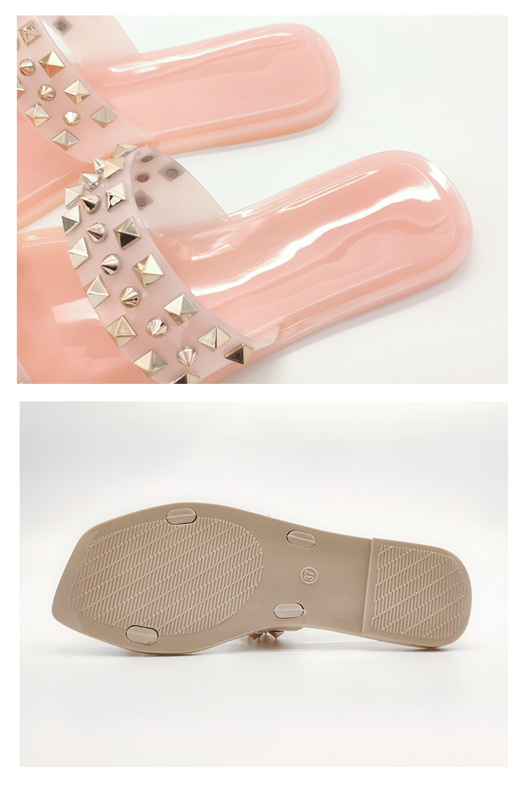New Riveted Jelly Shoes Plastic Crystal Style Slippers Outdoor Women Slippers and Sandals