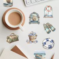 50 pegatinas transparentes impermeables de estilo marítimo retro de dibujos animados para decoración DIY de fundas de teléfono, cuadernos, vasos y equipaje