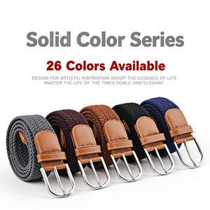 Cinturón Elástico Trenzado de Color Sólido de 3.3x107cm, Cinturón Casual para Hombre y Mujer, Cinturón Elástico de Lona con Hebilla de Pin - Product Image 4
