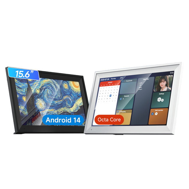 15.6-inch 1920x1080 Full HD IPS Digital Calendar Photo Frame Clock WiFi Touchscreen MP3 Support Video Playback ABS Plastic
