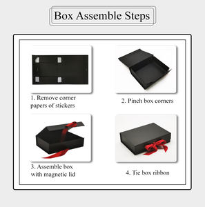 Boîte cadeau rigide magnétique en carton ivoire avec logo personnalisé, gaufrage UV et paillettes, pour emballage de vêtements, chaussures, bougies, avec ruban et caractéristiques aseptiques - Product Image 6