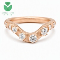 Bague de mariage en or rose 14K/18K avec diamant de laboratoire taille brillant Better Star en forme de V, certifiée IGI D VVS, empilable et tendance