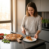 Edelstahl-Pizzaschneider & Pizzaschaufel Käsespatel mit Rutschfestem Kunststoffgriff Schwarz Spülmaschinenfest Box Inklusive