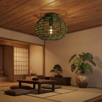 Plafonnier LED rond moderne en rotin pour chambre à coucher, lampe de plafond pour couloir, salon