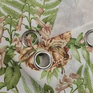 Amity 아메리칸 스타일 라이트 럭셔리 시골 꽃 잎 인쇄 작은 구멍 커튼 패널 거실 커튼 가정용