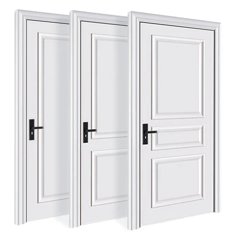 Autres portes d'entrée en bois intérieur moderne PVC WPC creux Simple porte en bois massif pour salle de bains hôtel