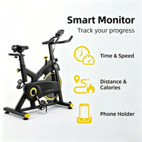 Vélo de spinning silencieux à entraînement par courroie, volant d'inertie 6 kg, personnalisation de la routine d'entraînement en intérieur, logo personnalisé