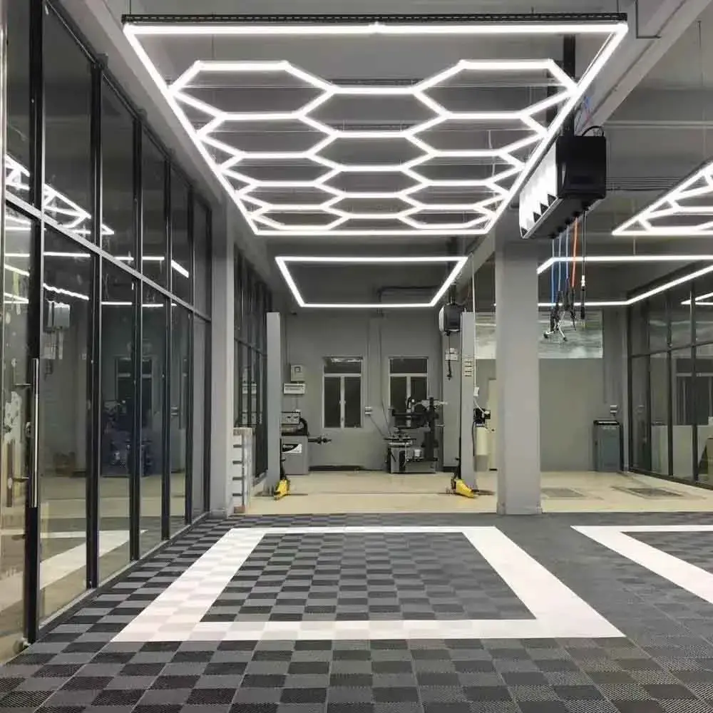 Kostenloses Design led-sechseck-lichter benutzerdefiniertes sechseck-led-licht für Autoaufbereitungsgeschäft Barbier-Geschäft Halle Fitnessstudio