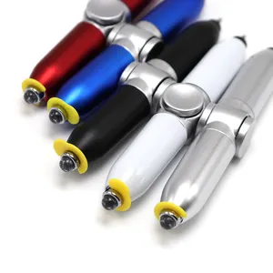 2022 الإبداعية متعددة الوظائف وحدة دوران بالأصابع القلم تقليل ضغط ستايلس تململ أقلام حبر جاف مع مصباح ليد