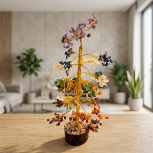 Figurine d'arbre en pierre précieuse de cristal sculptée à la main, branche en fil doré, artisanat pour l'équilibrage des chakras, décoration Feng Shui pour la maison, cadeau - Product Image 2