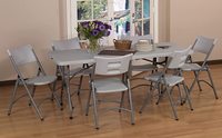 Portable 6ft Blanc Rectangulaire Table Pliante En Plastique Mobilier D'extérieur pour Salle À Manger Plage Camping Pique-Nique