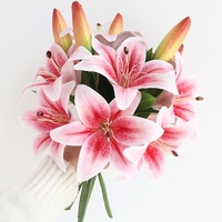 S1047 Vente en gros de fleurs artificielles en lys blancs en EVA PU à toucher réel pour la décoration de la maison, des mariages et des vases