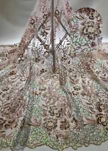 2020 nueva tela de lentejuelas francés encaje neto de verde y azul tela de lentejuelas de Nigeria láser boda tela de encaje - Product Image 2