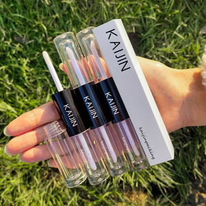 2.5ML * 2 Ống Son Bóng Hai Đầu Logo Tùy Chỉnh Ống Rỗng Son Bóng Tròn Màu Đen Trong Suốt - Product Image 1