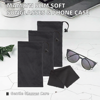 Étui souple et fin Mamlyn pour lunettes et téléphone, avec cordon de serrage, motif uni, fabriqué en Chine