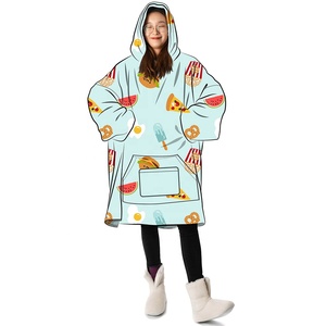 Super Warm Light Weight Grey Oversize Wearable <strong>Blanket</strong> <strong>Hoodie</strong> for <strong>Women</strong> Men Kids Gift Polyester <strong>Blanket</strong> Sweatshirt - Product Image 3