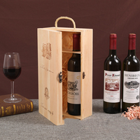 Caja de vino de madera de color natural, elegante y elegante, para recuerdos de boda