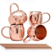 Mug Moscow Mule en acier inoxydable martelé or rose 304 18/8 de 550 ml, très vendu, avec couvercle, isolation thermique écologique 6-12 heures
