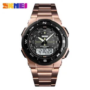 Skmei relógio masculino, relógio de quartzo de moda esportiva relógios de aço inoxidável cinta de marca de luxo relógio de pulso à prova d' água para homens de negócios