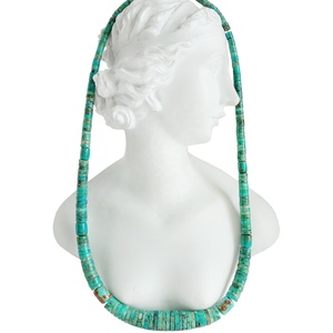 천연 청록색 푸른 녹색 heishi 구슬 남서부 보석 비드 초커 네이티브 보석 유행 - Product Image 3