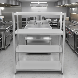 Estantes profesionales de acero inoxidable de diseño sin orificios, 4 niveles ajustables - Product Image 1