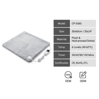 Coussin chauffant électrique 20*24 pouces 110V/220V avec housse lavable, 6 réglages de chaleur, arrêt automatique pour la maison et le bureau