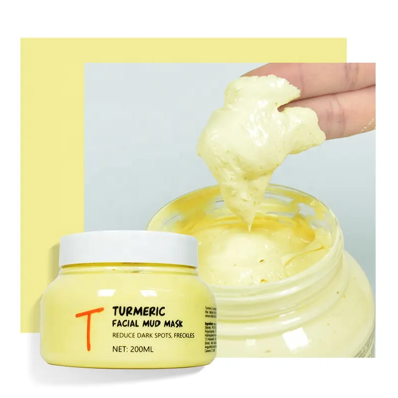 herbal clarifying turmeric mud mask set natural private label wholesale facial clay deep acne moisturizing clean face mud mask