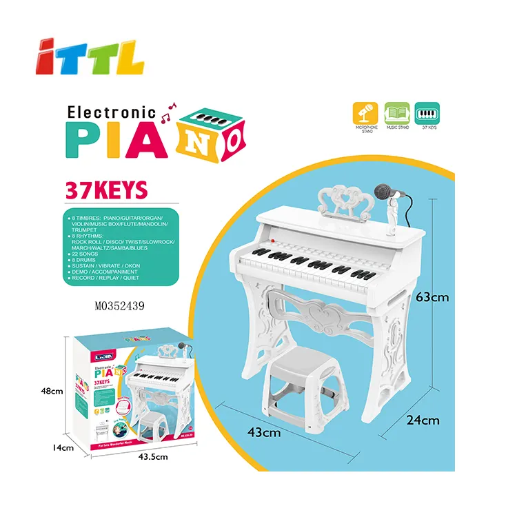 Teclado de Piano Blanco para niños, instrumento Musical electrónico, órgano, venta al por mayor