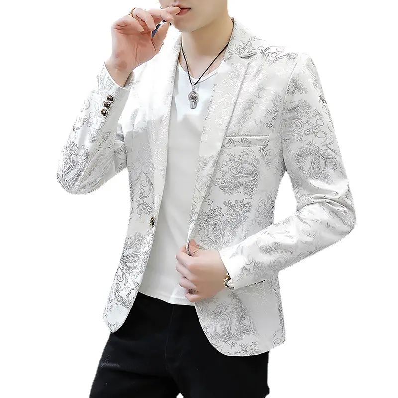 Men's Suits Casual Collar Blazers Youth Handsome Trend Slim Print Blazers Size M 3XL blazer for Men