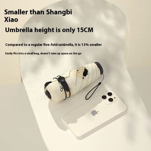 Parapluie de poche mini pliable populaire Sunday Wholesale, protection solaire et pluie, revêtement noir en polyester, tout-en-un pour le voyage - Product Image 4