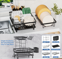 Égouttoir à vaisselle à 2 niveaux en acier au carbone, support de rangement multifonctionnel pour bols et assiettes de cuisine sur comptoir