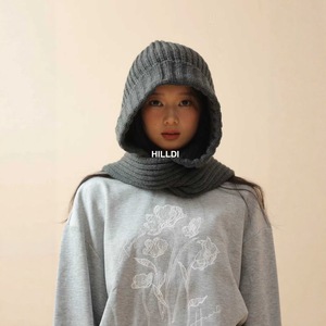 HILLDI Ribbed Knit Hat Scarf Set Red One Piece Warm Neck Protector Adult Winter Wear - Product Image 2