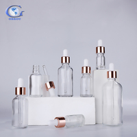 Klare Glas-Tropfflaschen 10ml 20ml 30ml 50ml 100ml, Parfüm- und Ätherische-Öl-Fläschchen mit Korb-Gold-Tropfverschluss