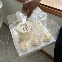 Boîte à gâteaux personnalisée de style nouveau, boîte à cupcakes carrée de 10 pouces, 5 cupcakes + boîte à gâteau de 5 pouces, boîte d'emballage transparente pour cupcakes, boîte à gâteaux de fête