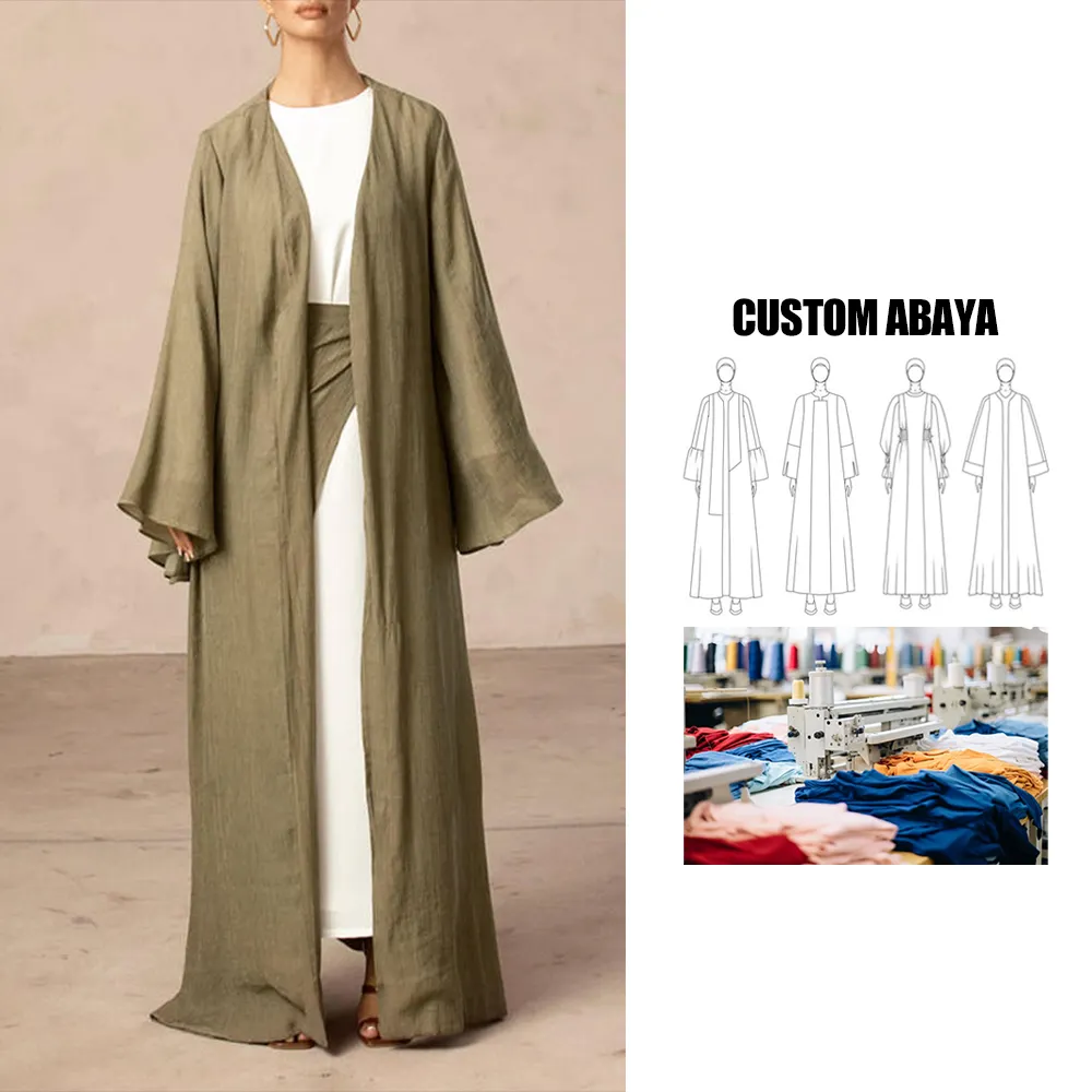 afghanische kleid Custom wholesale casual premium abaya dubai 2024 luxury eid abayas for women muslim linen abaya
