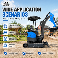 Mini-excavatrice puissante LAWNIO avec capot, pince hydraulique Kubota, chenilles en caoutchouc, pour travaux agricoles et de jardinage