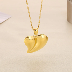 จี้สร้อยคอ304รูปหัวใจสแตนเลสชุบทอง18K สไตล์เรียบง่ายย้อนยุคประกอบด้วยงานปาร์ตี้ประดับมุกเพชร - Product Image 2