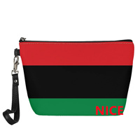 Pochette de maquillage en similicuir PU, motif drapeau national pan-africain, avec anse de transport, idéale pour les déplacements interurbains et le rangement sur coiffeuse