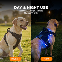 Nouveauté : Harnais de sécurité pour chien de luxe, respirant, réglable, réfléchissant, sans traction, avec éclairage LED solaire et rechargeable par Type-C