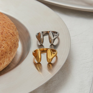 Heart Shape <b>Open</b> <b>Ring</b> For Women Gold And Silver Tone Geometric Design Everyday Wear Jewelry - Product Image 2