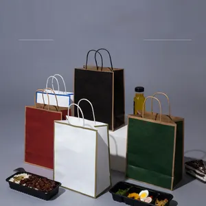 Ristorante pronto personalizzato per la consegna di cibo da asporto imballaggio sacchetti di carta per caffè sacchetto di carta da Dessert per piccoli alimenti